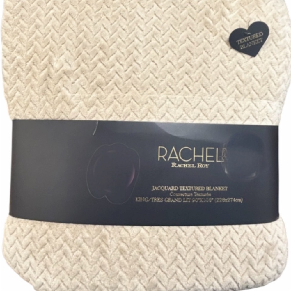 Rachel Roy Lightweight Beige Textured King Blanket 108”x90”